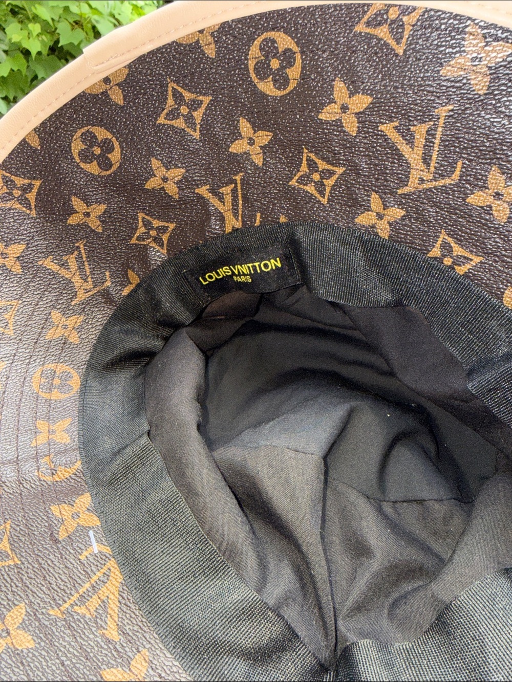 Source Unknown Brown and Beige Monogram Bucket Hat - Picture 4 of 5
